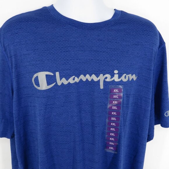Champion Mens Blue Short Sleeve Logo T-Shirt XXL NWT - Picture 3 of 6